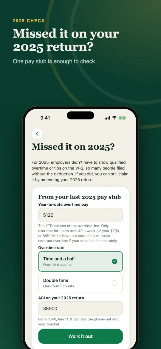 ExtraHalf check of a 2025 return from one pay stub