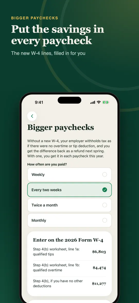 ExtraHalf W-4 screen showing the per paycheck amount