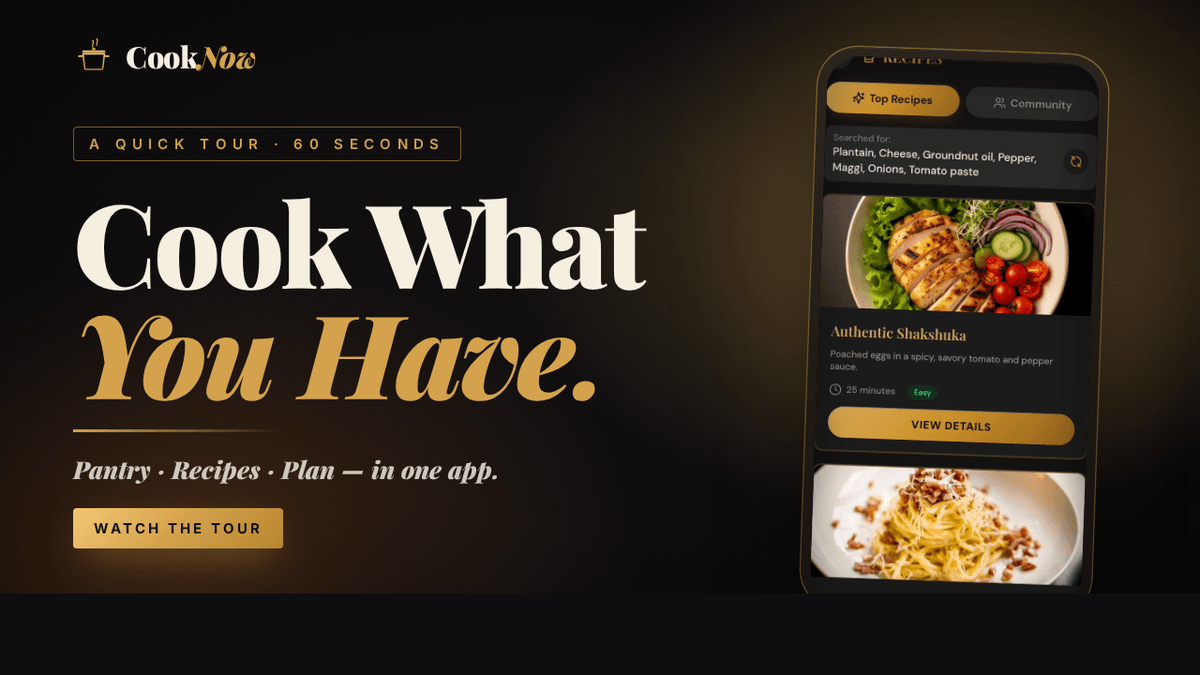 CookNow App Review (2026): Cook What You Have — Smart Pantry, Recipes & Meal Plans