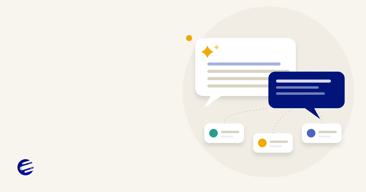 Illustration of an AI search answer box citing a website, with source links
