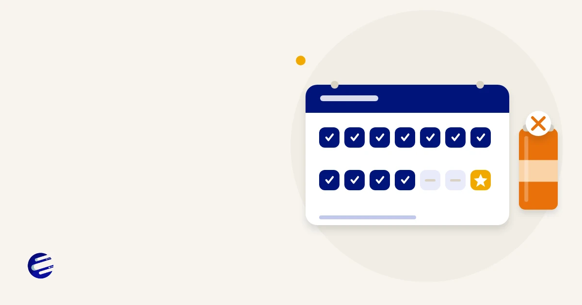 Illustration of a 14 day calendar with a soda can and ticked days for a quit soda plan