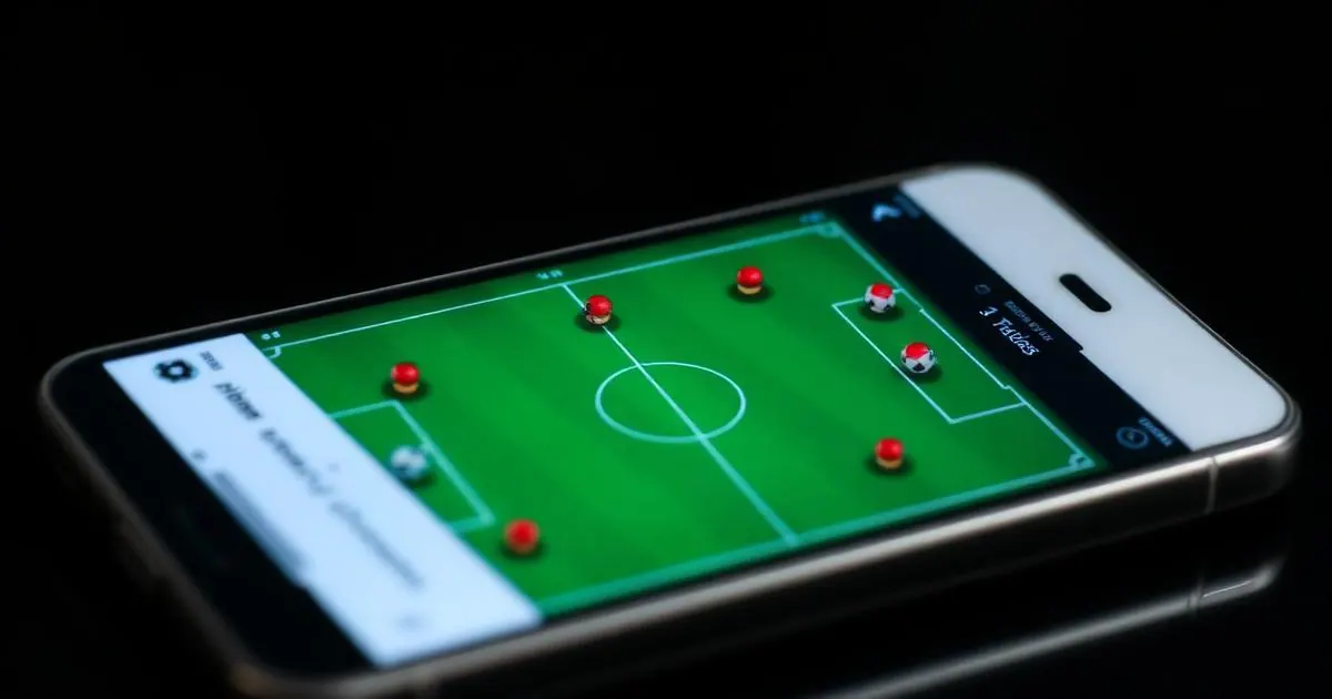 Team Tactics Board: Football app showing a soccer formation on a phone screen