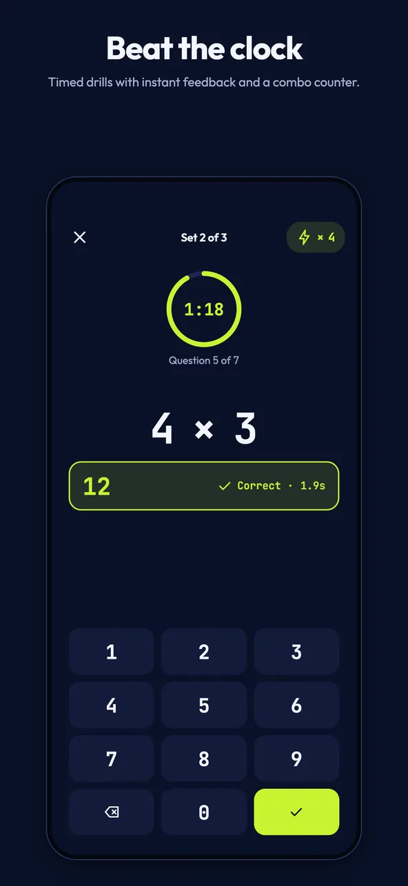 CalcFit screen showing a drill against a clock