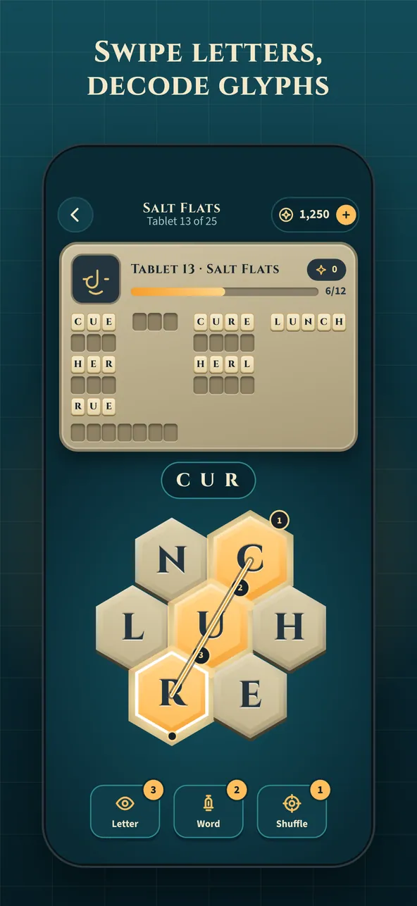 Cipher Isles swipe and decode screen