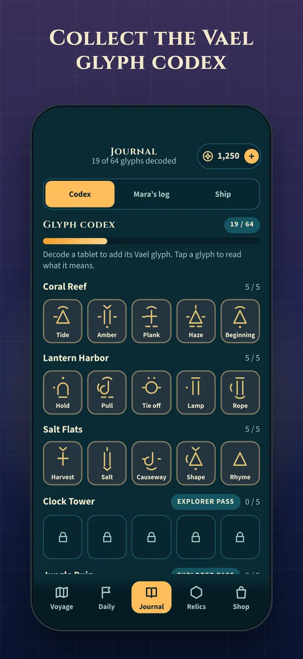 Cipher Isles glyph codex
