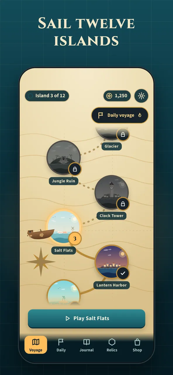 Cipher Isles map screen showing twelve islands.
