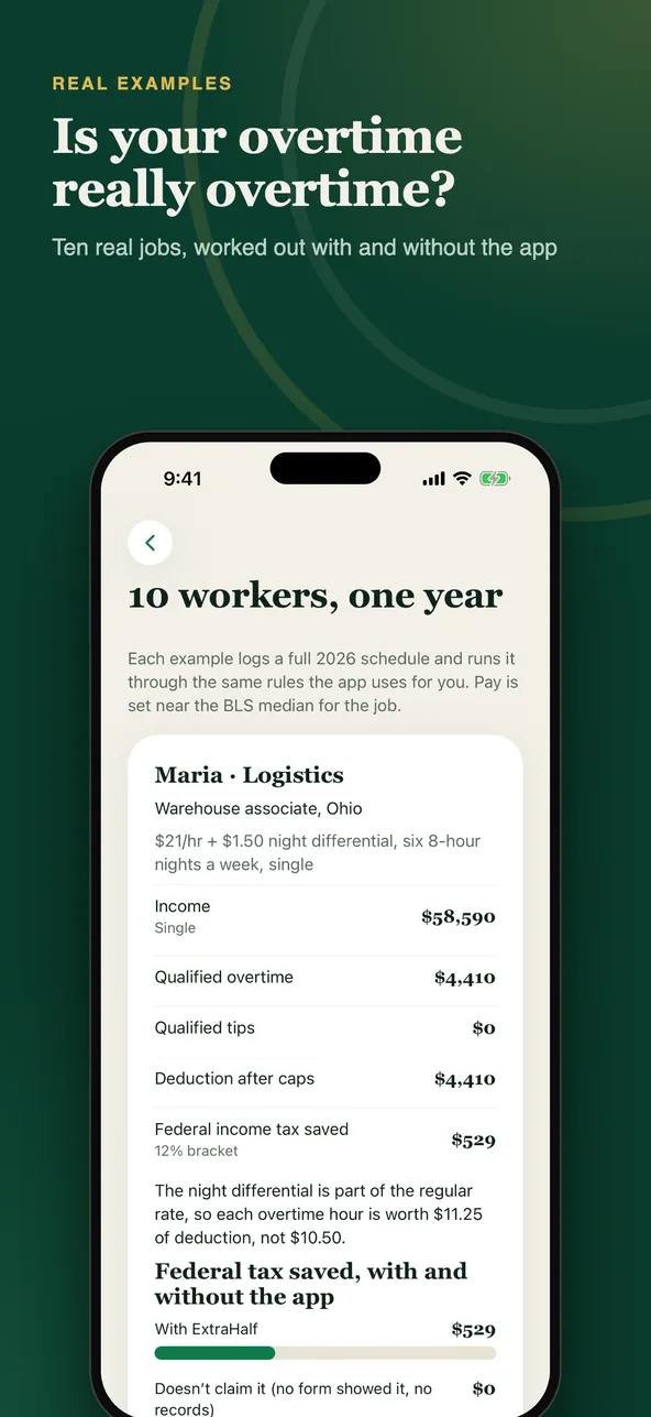 ExtraHalf worked examples screen