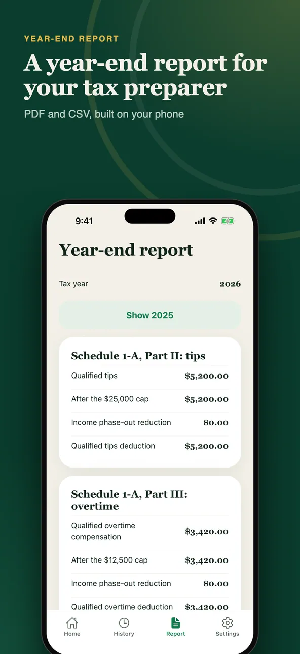 ExtraHalf year end report screen