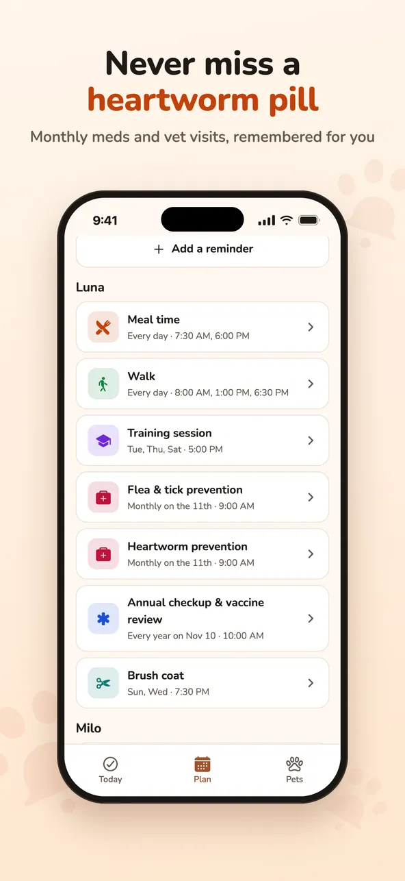 Pawlarm monthly medication reminders