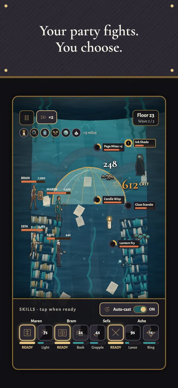 Relicfall battle screen design